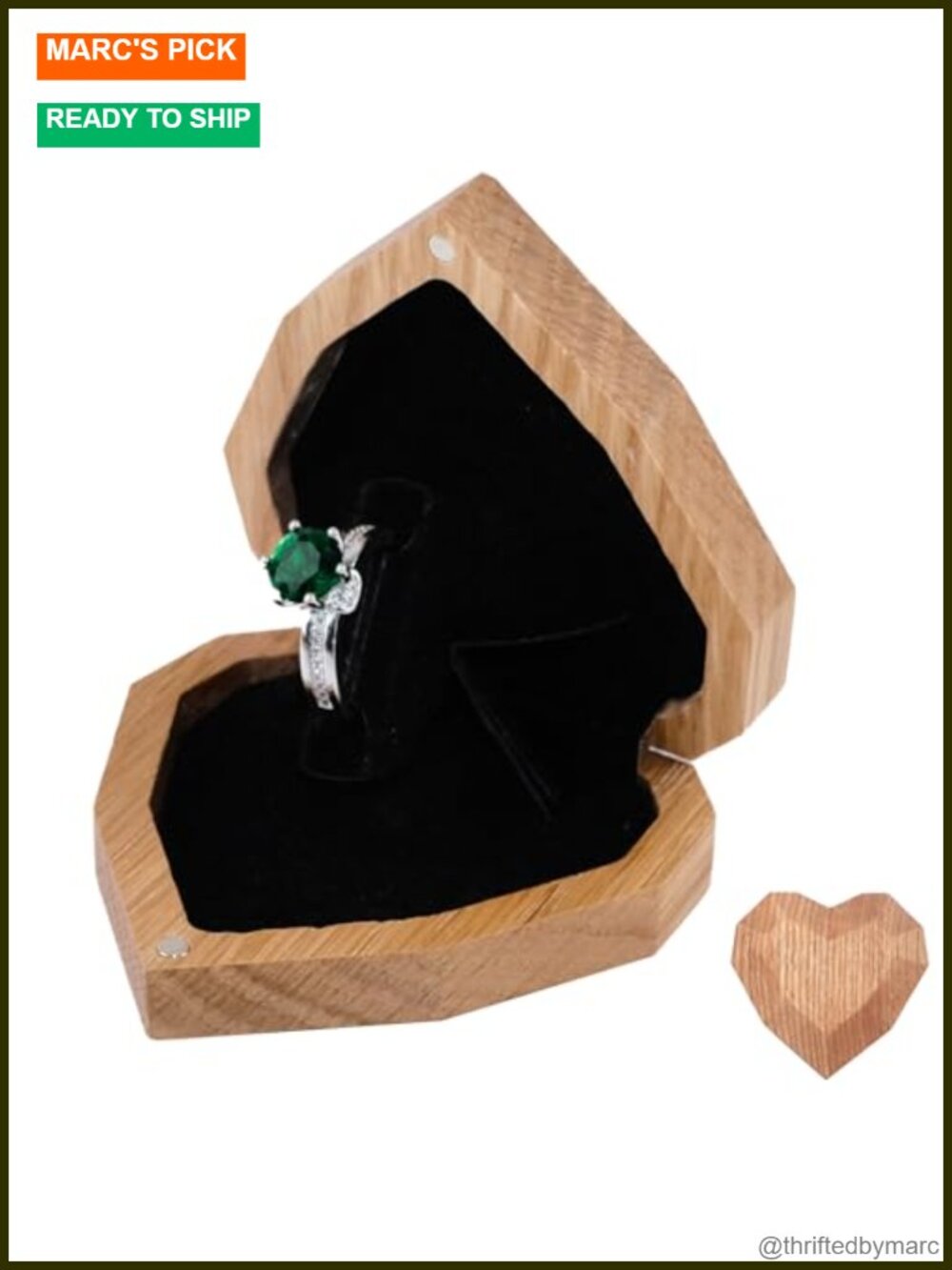 Wooden Heart Ring Box Rotating Proposal Engagement Wedding Gift
